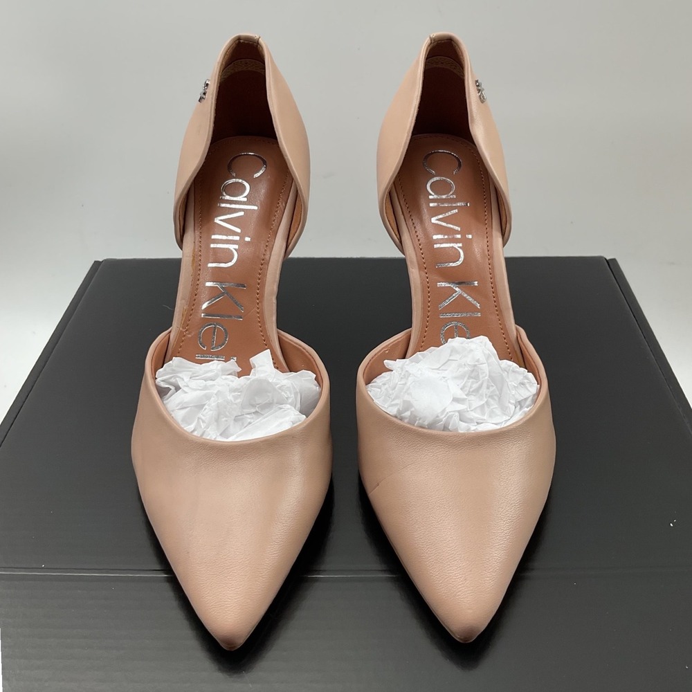 Calvin Klein Gloria Nude D'Orsay Pointed Toe Stiletto Pumps Heels KCGLORIA 5.5M